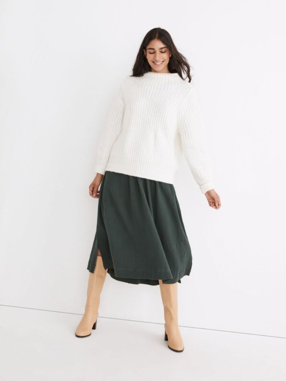 Madewell Loretto Mockneck Wool Blend Sweater Ivory S